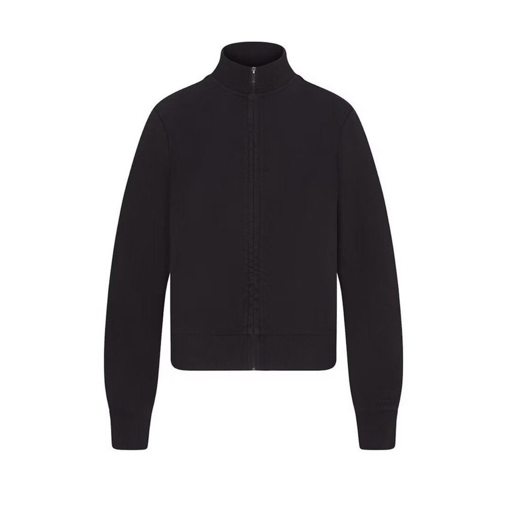 SKIMS Boyfriend Fleece Track Jacket – Washed Onyx – Size XS – New With Tags